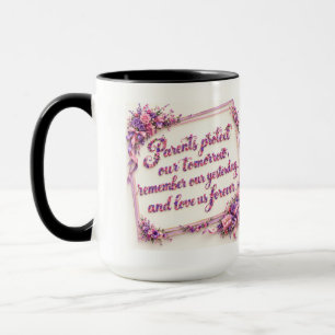 Eltern schützen unsere Zukunft Lila Blumen Zitat Tasse
