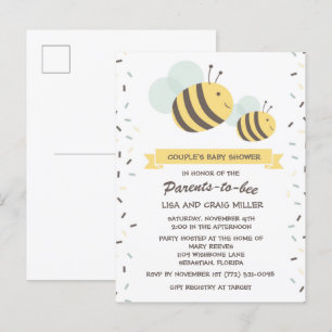 Eltern von Bee Bumblebee Couple's Baby Shower Invi Einladungspostkarte