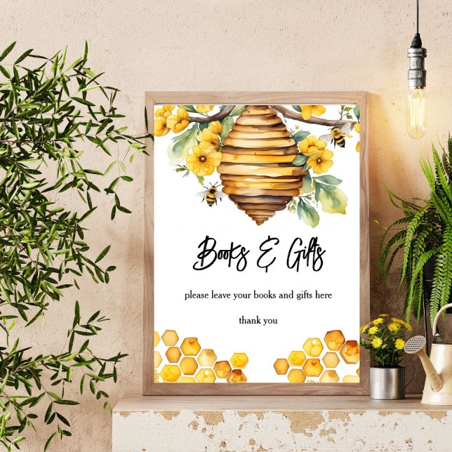 Eltern von Bienenhonig Babydusche Zeichen Poster (Parents to bee honey bee baby shower books and gifts table sign personalized decor)