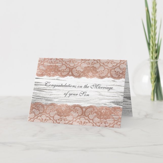 Eltern von Braut Glückwunsch Pink Rose Gold Karte (Vorderseite)