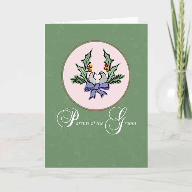 Eltern von Groom, weihnachtliche Turteltauben Feiertagskarte (Vorderseite)