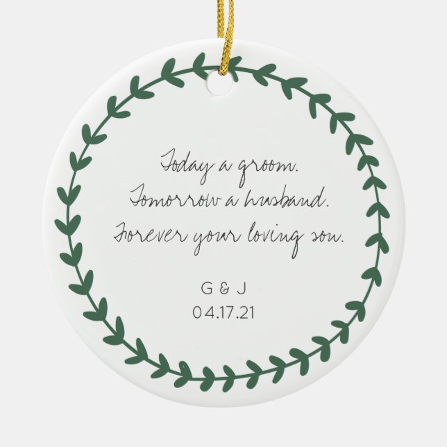 Eltern von the Groom Thank You Gift Keramik Ornament (Vorne)