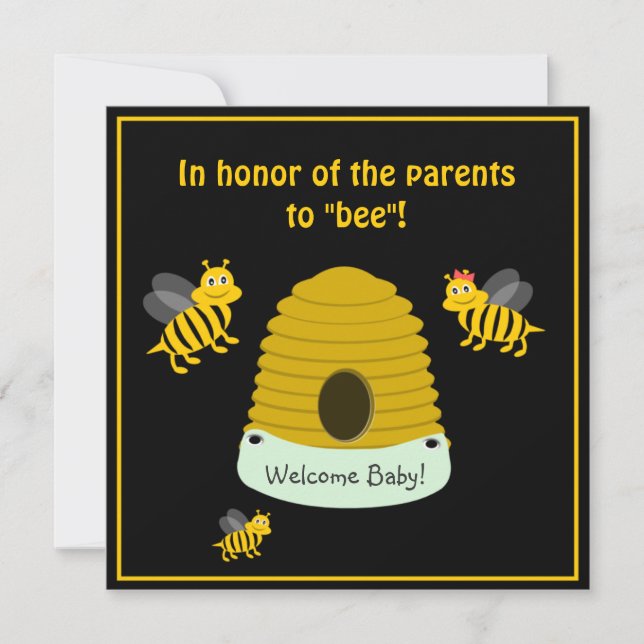 Eltern zur Bienen-Hummel-Bienen-Baby-Dusche Einladung (Vorderseite)
