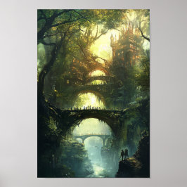 Elven Citadel Twilight - Epic Fantasy Castle Wine  Poster