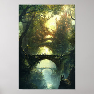 Elven Citadel Twilight - Epic Fantasy Castle Wine  Poster