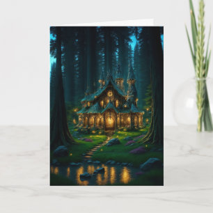 Elven Glade Castle gefaltete Weihnachtskarte Feiertagskarte