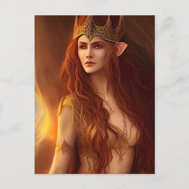 Elven Queen AI Art Postcard Postkarte (Vorderseite)