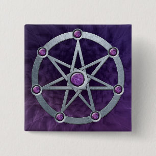 Elven Stern Silber geprägt mit Amethyst Button