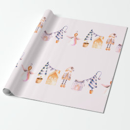 ELVEN UND CHRISTMAS BAUMUSTER IN WASSERFARBE GESCHENKPAPIER
