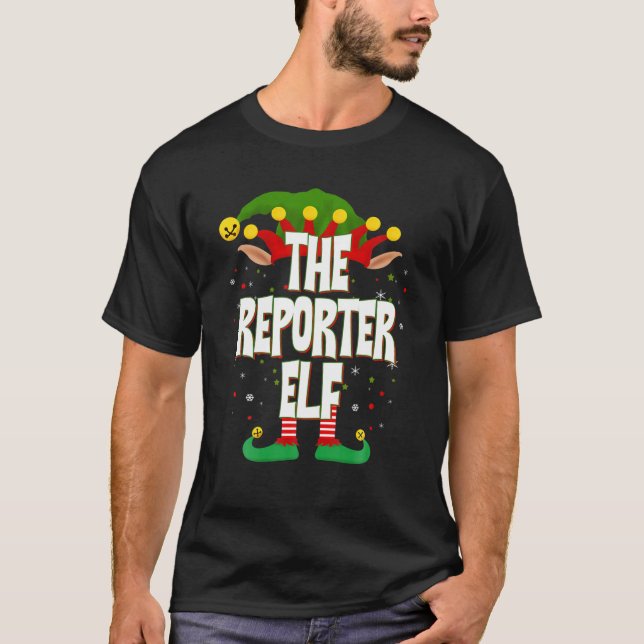 Elves Group Der Reporter Elf Weihnachten T-Shirt (Vorderseite)