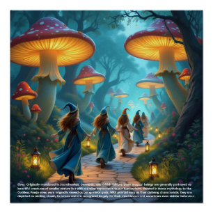 Elves Mushrooms Poster