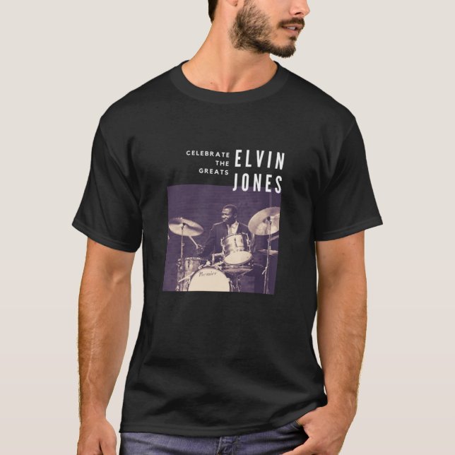 Elvin Jones Great Jazz Drummer Musician T-Shirt (Vorderseite)