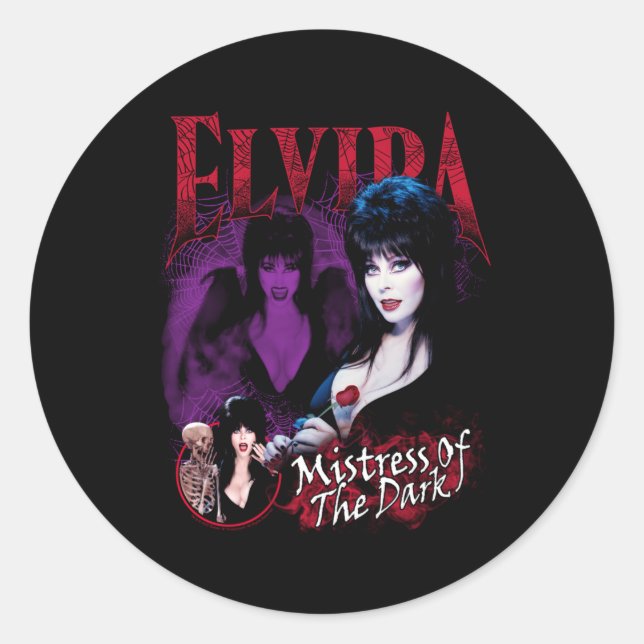 Elvira Ministerin der dunklen Lila und roten Runder Aufkleber (Vorderseite)