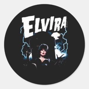 Elvira-Ministerin des dunklen Grabes und Blitzes Runder Aufkleber