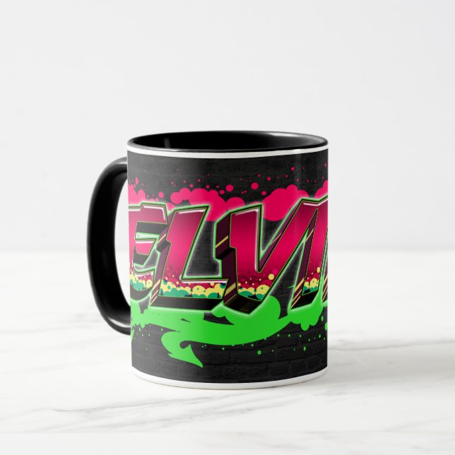 Elvira Vorname Name Graffiti red green Tasse (Vorderseite Links)