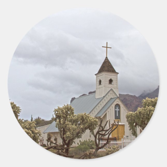 Elvis Kirche am Superstil Berge Runder Aufkleber (Vorderseite)