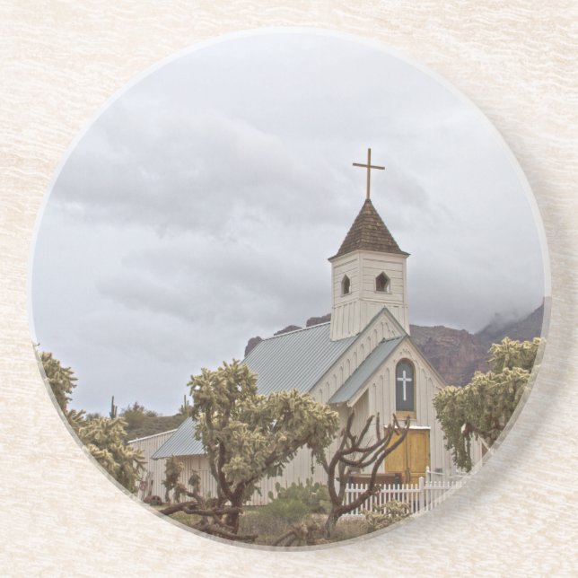Elvis Kirche am Superstil Berge Sandstein Untersetzer (Vorne)