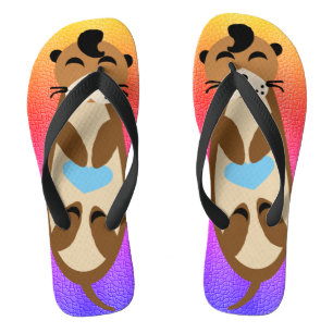 Elvis-Otter mit blauem Herzen auf Regenbogen Flip Flops