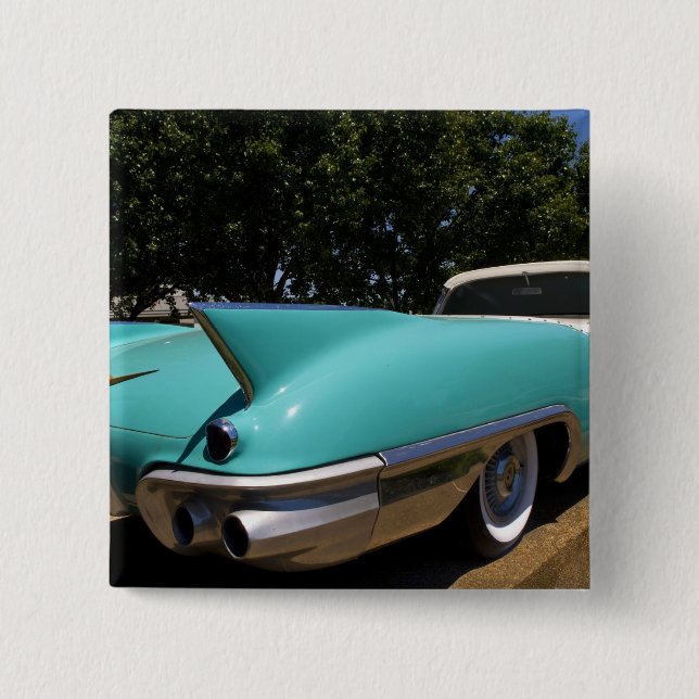 Elvis Presleys grüner Cadillac-Konvertible in Button (Vorderseite)