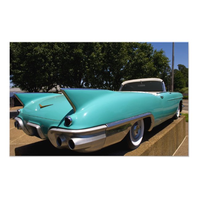 Elvis Presleys grünes Cadillac-Cabrio in Fotodruck (Vorne)