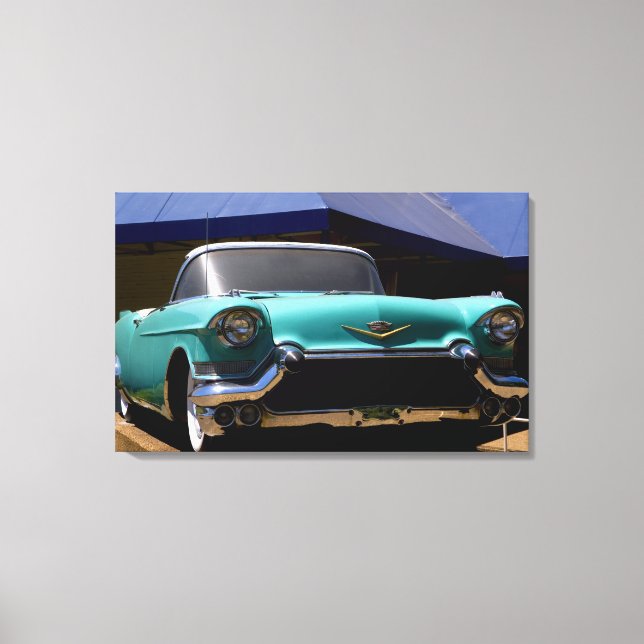 Elvis Presleys grünes Cadillac-Cabrio in Leinwanddruck (Vorderseite)