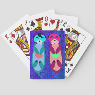 Elvisotter und -freund mit Herzen Spielkarten