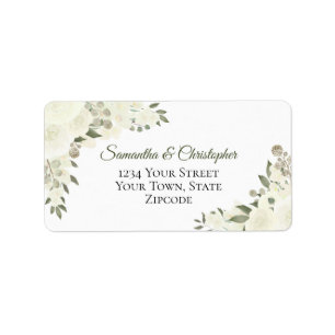 Elvory White Boho Rose Elegante Hochzeitadresse Adressaufkleber