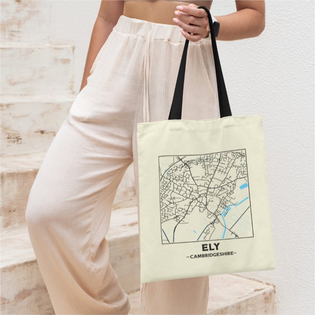 Ely, Cambridgeshire City Map Tote Bag (Créateur téléchargé)