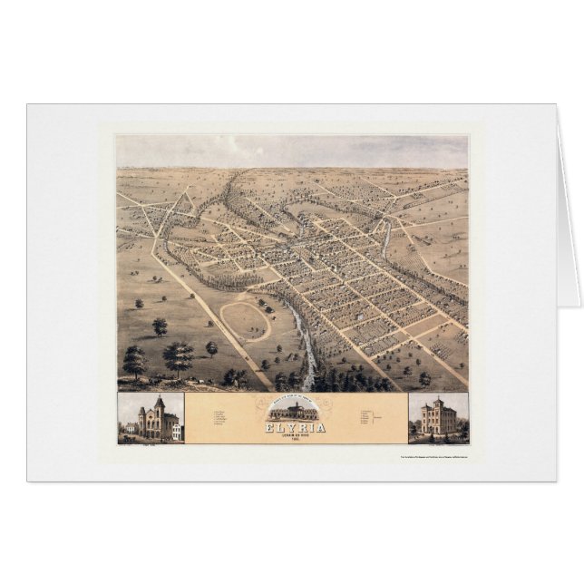 Elyria, carte panoramique de l'OH - 1868 (Devant horizontal)