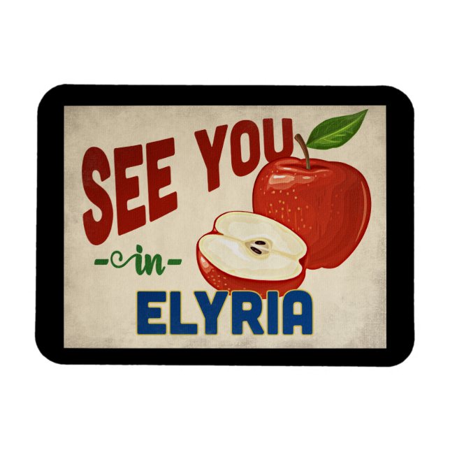 Elyria Ohio Apple - Vintage Travel Magnet (Horizontal)