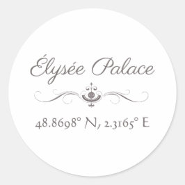 Élysée Palace Latitude Longitude Runder Aufkleber