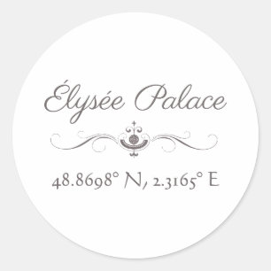 Élysée Palace Latitude Longitude Runder Aufkleber