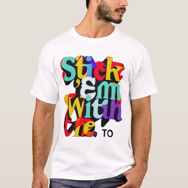"Em mit dem" mehrfarbigen Stich T-Shirt (Vorderseite)