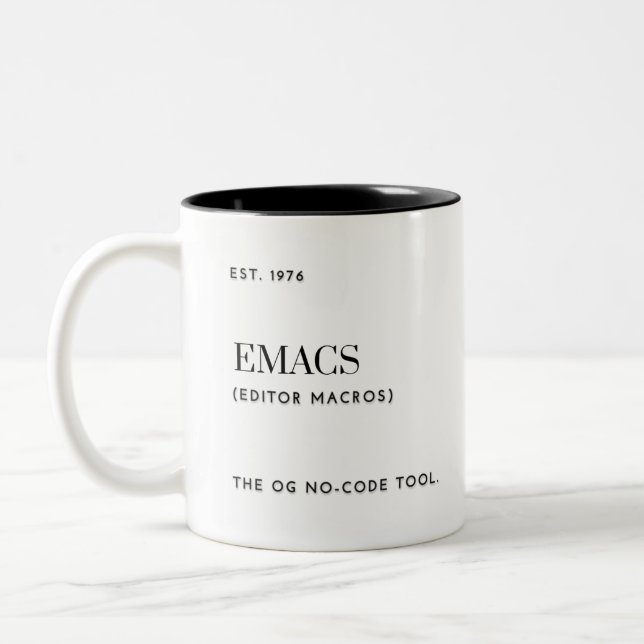 Emacs - Das OG-No-Code-Tool Zweifarbige Tasse (Links)