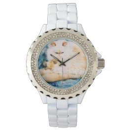 Emaille und Kristall mit persischer Katze Armbanduhr