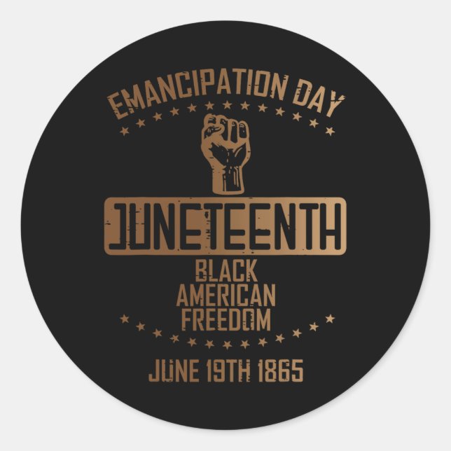 Emanzipation 19. Juni 1865 Männer Wo Runder Aufkleber (Vorderseite)