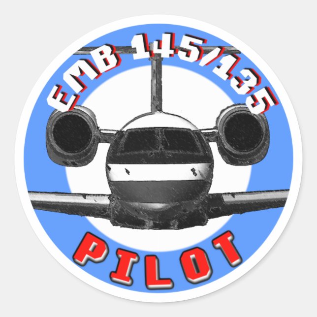 EMB-145-Pilot Runder Aufkleber (Vorderseite)