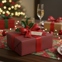 Emballage Cadeau de Noël Magie Rouge Festive Joie