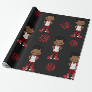 Emballage cadeau de Noël pour garçon africain amér