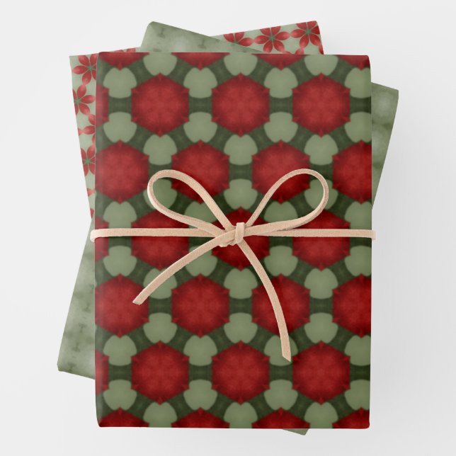 emballage cadeau de vacances vert et rouge (En situation)