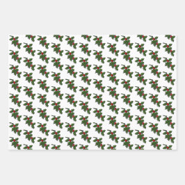 Emballage cadeau - Feuilles et baies de houx