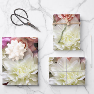 Emballage cadeau floral avec dahlia et rose, 3 feu
