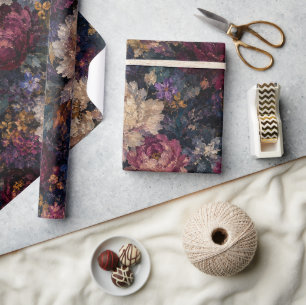 Emballage cadeau gothique floral élégant et lunati
