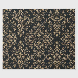 Emballage Cadeau Luxueux Arabesque Noir et Or Élég