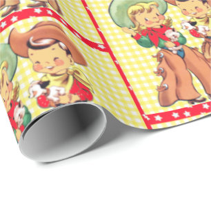 Emballage cadeau occidental d'enfants de cowboy et