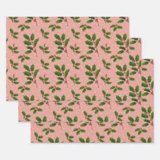 Emballage cadeau Pink Holly 3 pack