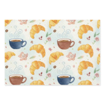 Emballage cadeau plat design café et croissant