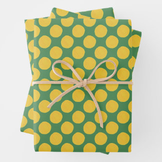 Emballage cadeau pois verts et crème