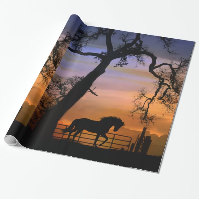 Emballage cadeau pour cheval de campagne, papier e (Déroulé)