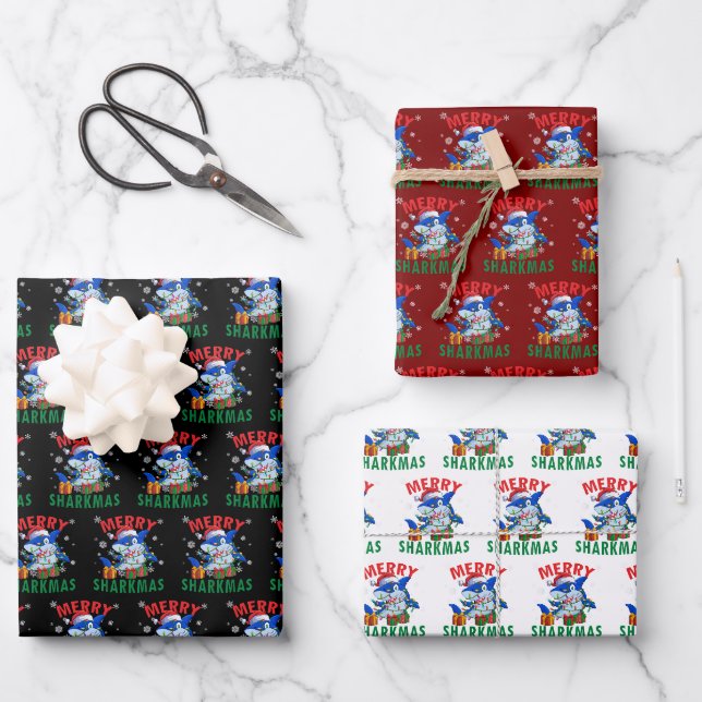 Emballage Cadeau Requin de Noël | Emballage Joyeux (Recto)